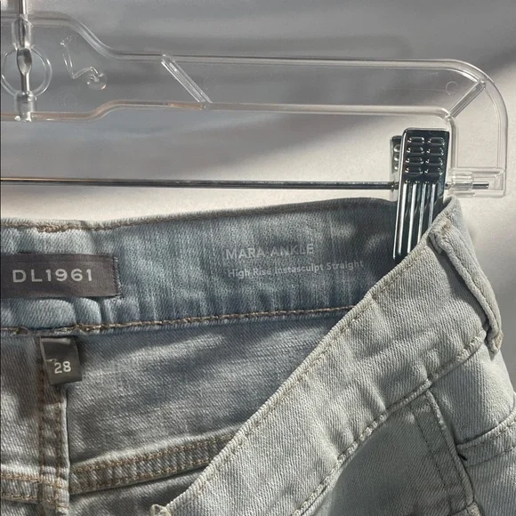 DL1961 Light Gray Boyfriend Jeans with Distressing